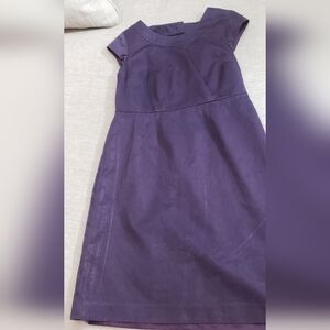 Dark Purple Career Office Dress Size 6 Knee Length Cotton Blend Preppy